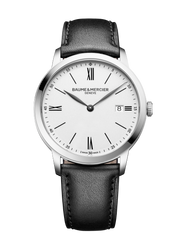 Baume & Mercier Classima 10884 - Ferrari Luca Gioielli - cassa acciaio - cinturino pelle nero - quadrante bianco argentato con datario